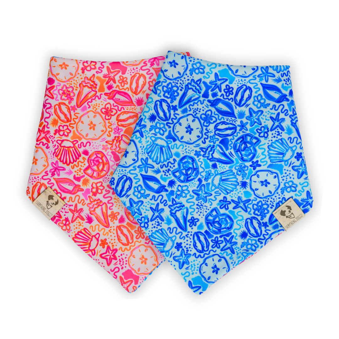 Watercolor Seashells - Active Snap On Bandana (Reversible)